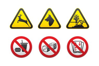 Warning Hazard and Prohibited symbols set vector clipart