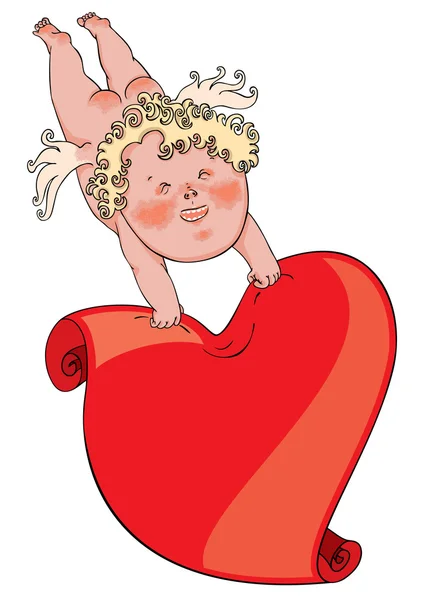 Cupido con cuore — Vettoriale Stock