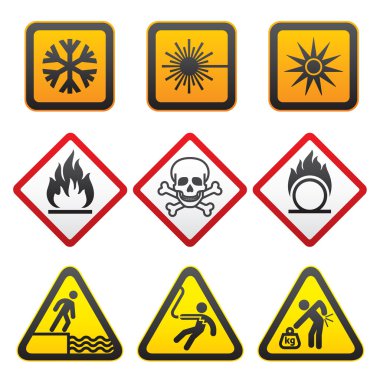 Uyarı sembolleri - tehlike işaretleri-set üçüncü