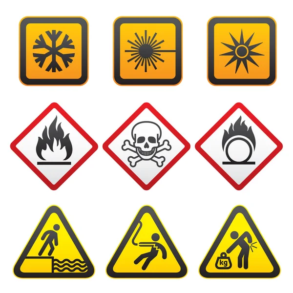 Simboli di avvertimento - Segni di pericolo-Terza serie — Vettoriale Stock
