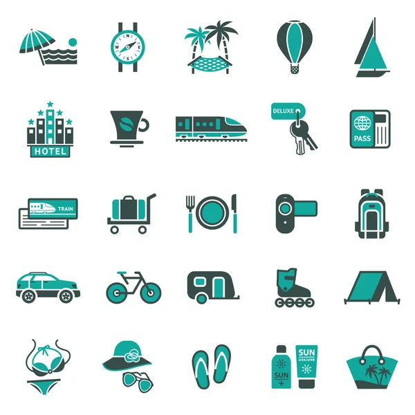 Signs. Vacation, Travel & Recreation. Second set icons — Stock Vector