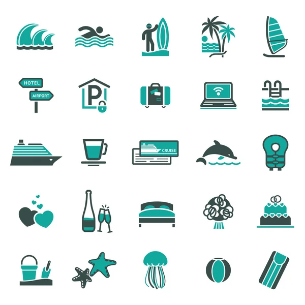 Signs. Vacation, Travel & Recreation. Third set icons — Stock Vector