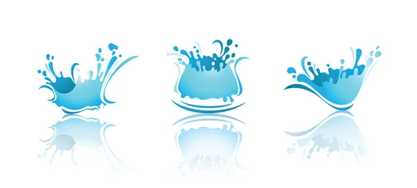 Splashing Waves and Water with reflection. First set icons — Stock Vector