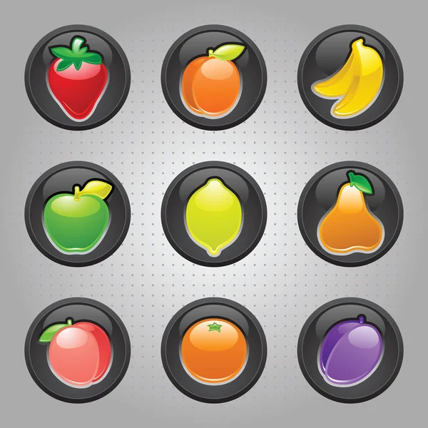 果物ボタン黒、web 2.0 のアイコン — ストックベクタ