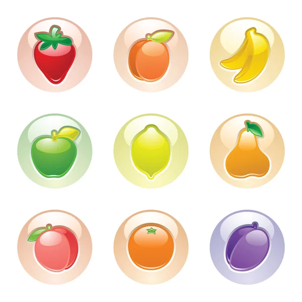Botón de frutas gris, iconos web 2.0 — Vector de stock
