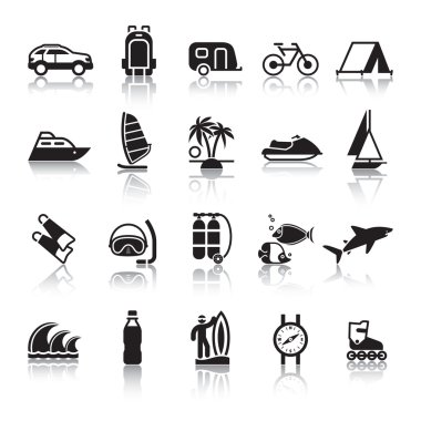 Signs. Tourism. Travel. Sports. Fourth set. clipart