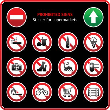 Prohibited Signs. Sticky label for supermarkets clipart