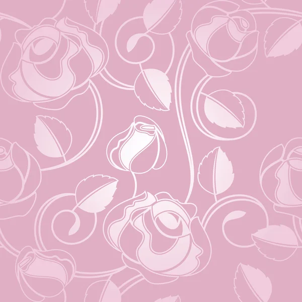 Seamless wallpaper pattern with of pink roses — Stock Vector