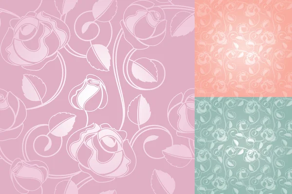 Seamless roses pattern. Wallpaper set — Stock Vector