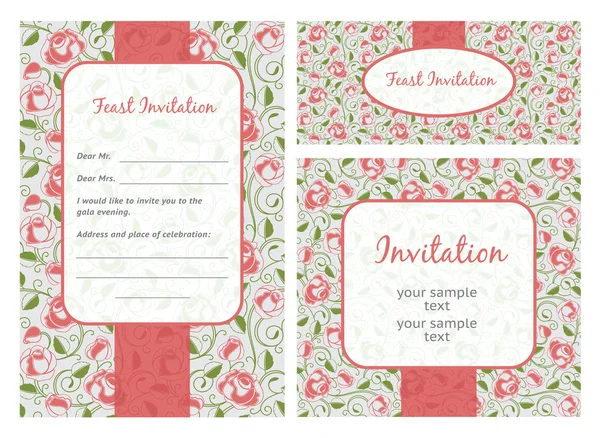 Set of ornate vector frames. Wedding invitation template — Stock Vector