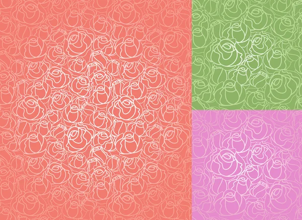 Patrón de rosas sin costuras. Set, fondo de pantalla — Archivo Imágenes Vectoriales