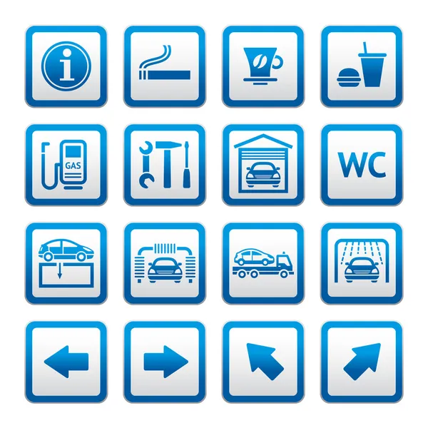 Set pictograms. Car services. Gas station. Symbols Roadside services. — Stock Vector