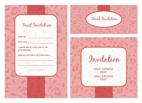 Wedding invitation template. Set of ornate vector frames — Stock Vector