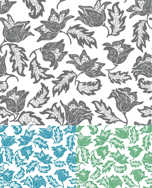 Seamless flowers pattern. Set, wallpaper — Stock Vector