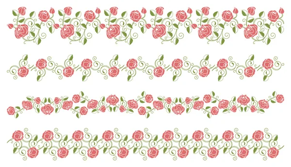 Set of roses borders — Stock Vector