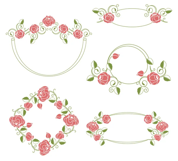 Viñeta y marcos de adornos florales, color — Vector de stock