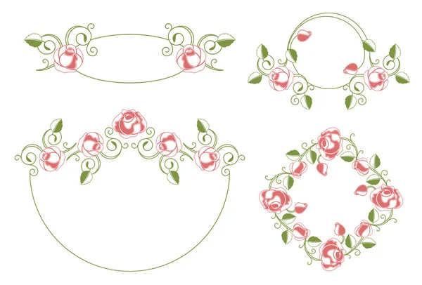 花卉饰品帧和小插图 — 图库矢量图片