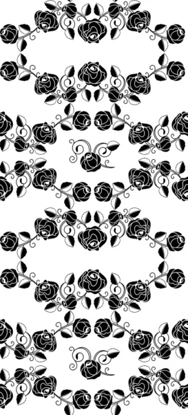 无缝隙玫瑰花纹黑色 — 图库矢量图片