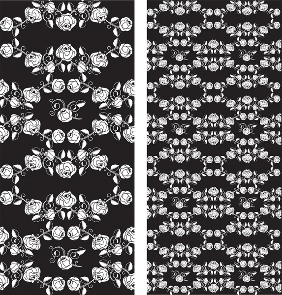 Set van naadloze rozen patroon, behang — Stockvector