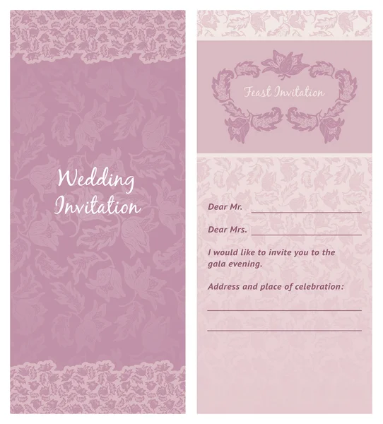 Invitation de mariage, ornement-fleurs fond de feuille — Image vectorielle