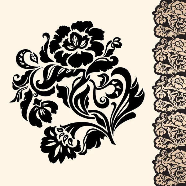 Fleur et bordure — Image vectorielle