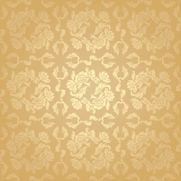 Seamless background flowers, floral - pattern. Gold — Stock Vector