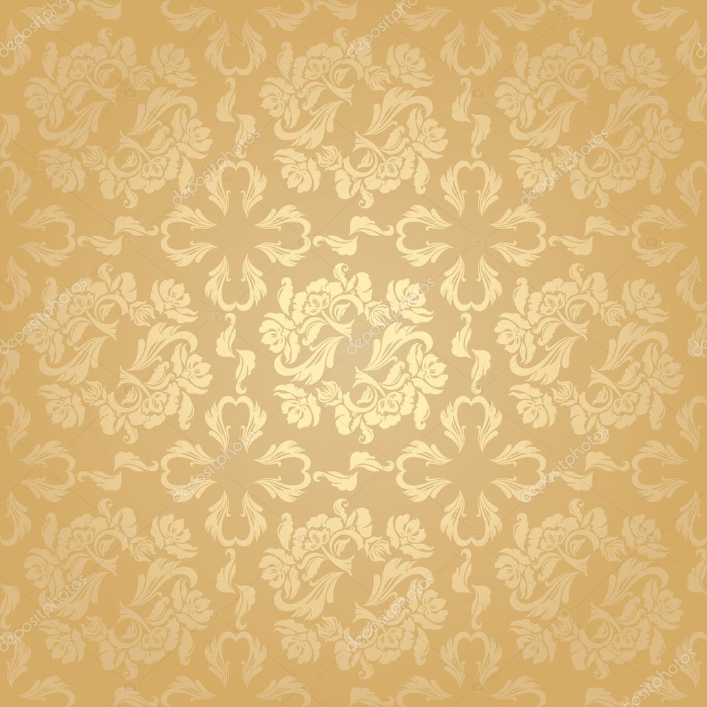 Seamless background flowers, floral - pattern. Gold — Stock Vector ...