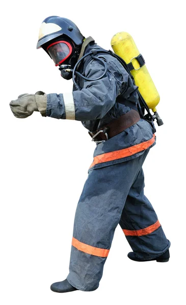 消防员-救援在呼吸器具 — 图库照片