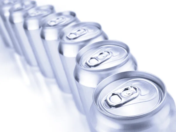 Silver soda cans — Stock Photo, Image
