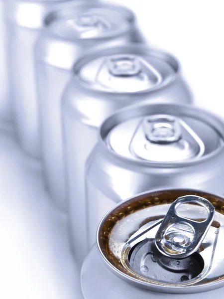 Silver soda cans — Stock Photo, Image