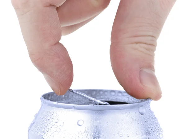 Lata de soda de plata — Foto de Stock