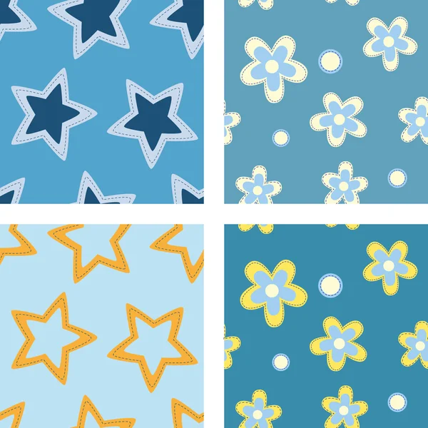 Csillagok és virágok. Varrat nélküli Jogdíjmentes Stock Illusztrációk