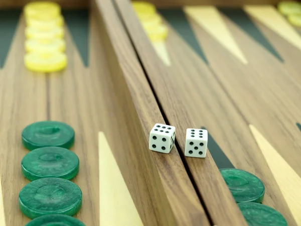Backgammon set s kostkami — Stock fotografie