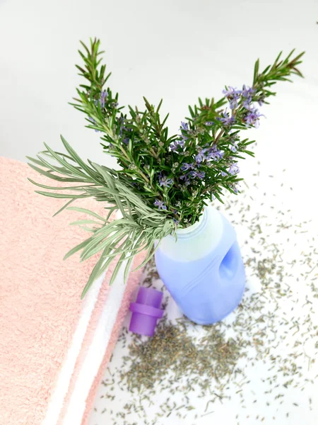 Detergent bottle with lavender — Stock Photo, Image