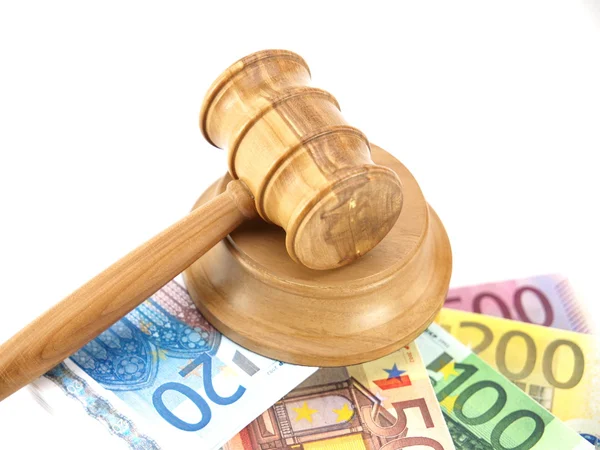 Auction gavel and euro — Stock Photo, Image