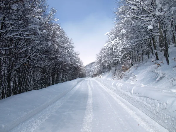 Neve estrada coberta — Fotografia de Stock