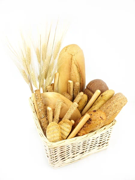 Vários tipos de pão e outros produtos de trigo — Fotografia de Stock