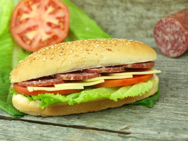 Sandwich cu salam — Fotografie, imagine de stoc