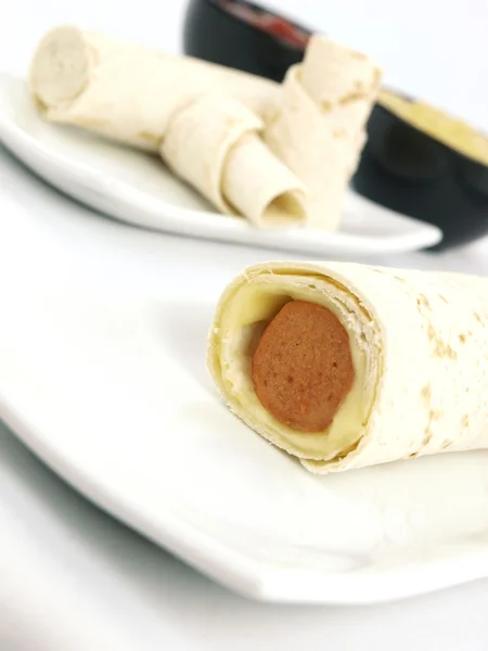 Tortilla with sausage — Stock Photo, Image