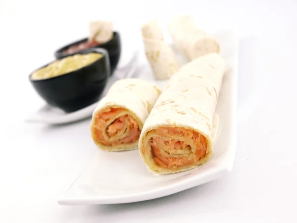 Tortilla with salmon — Stock Photo, Image