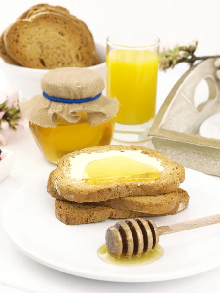 Miere pe pâine prăjită — Fotografie, imagine de stoc