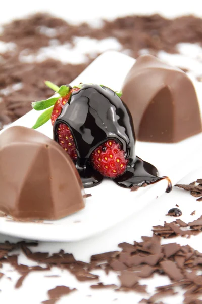 Chocolade en aardbei — Stockfoto