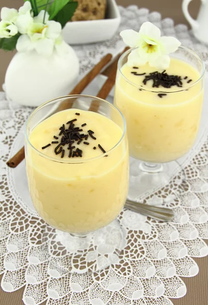 Zoete vanille pudding dessert — Stockfoto