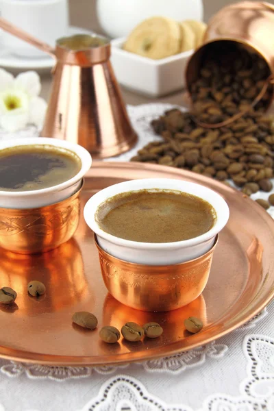 Conjunto de mesa con café griego o turco — Foto de Stock
