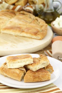 Homemade puff cheese pie with filo pastry clipart