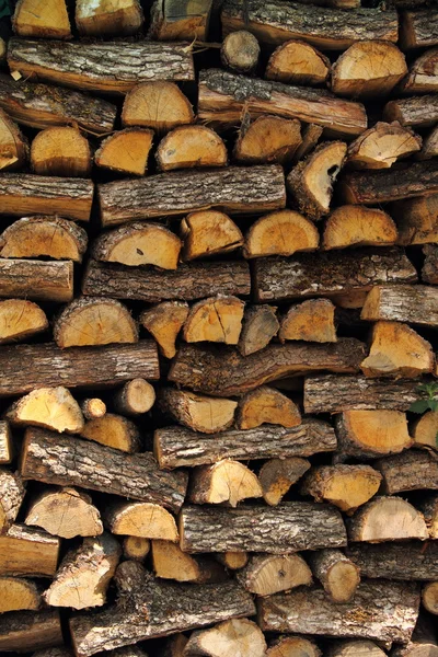 Close up of stacks of chopped logs — Stock Photo, Image