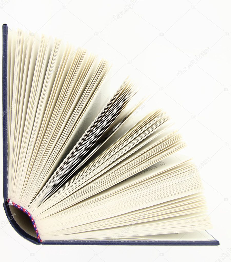 Opened book isolated over white background