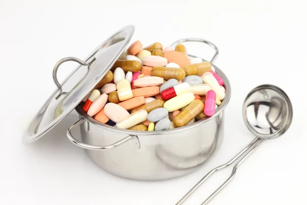Tablety a tobolky, uvnitř lusku — Stock fotografie