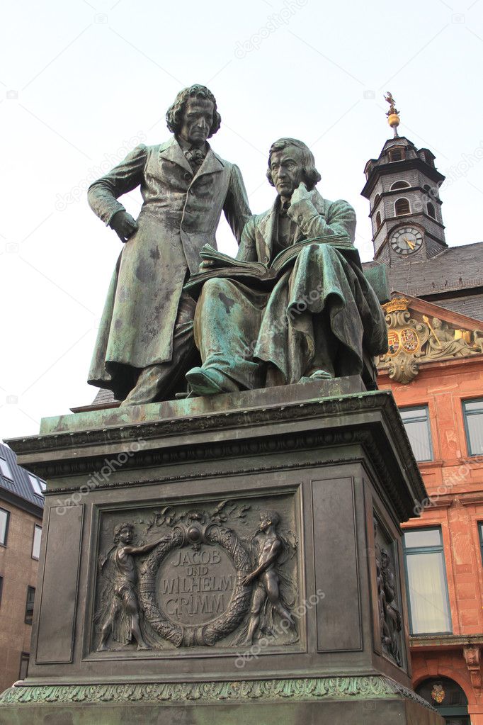 Monument brothers Grimm in Hanau, Germany.