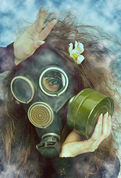 Stock image Girl in a gas-mask